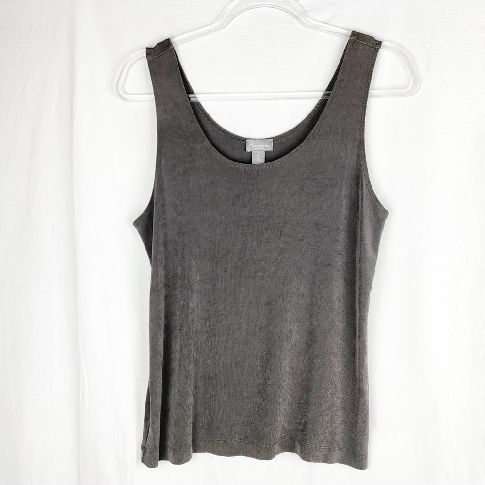 CHICO'S Travelers Slinky Knit Sleeveless Tank Top Dark Taupe Size L